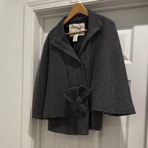 Anthropologie Black and White Polka Dot Cape